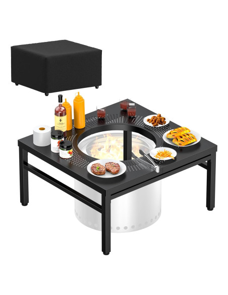 Mesa de Superficie para Fogata AJinTeby 96.52 cm Acero Negro Mesa de Superficie para Fogata AJinTeby 96.52 cm Acero Negro