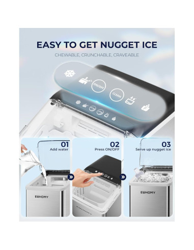 Fabricante de Hielo en Nuggets EUHOMY IM026-N 18.14kg/día