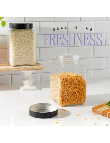Tarro de Vidrio Grande Kitchentoolz 80oz con Tapa Metal Negro Tarro de Vidrio Grande Kitchentoolz 80oz con Tapa Metal Negro