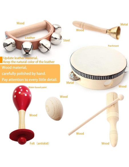 Juego de Instrumentos Musicales de Madera Benelet 9 Piezas Juego de Instrumentos Musicales de Madera Benelet 9 Piezas