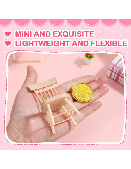 Juego de 6 sillas miniatura Toyvian para casa de muñecas 4x8cm Juego de 6 sillas miniatura Toyvian para casa de muñecas 4x8cm