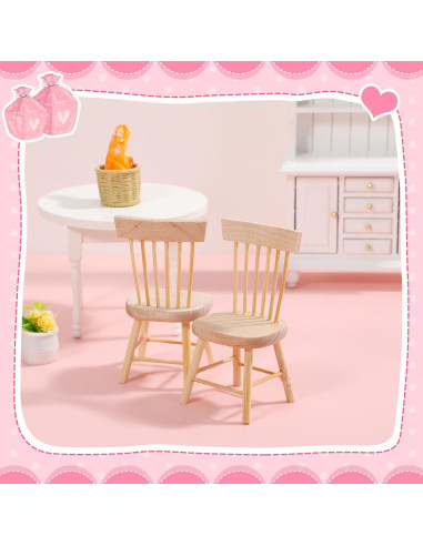 Juego de 6 sillas miniatura Toyvian para casa de muñecas 4x8cm