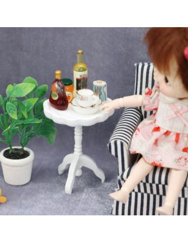 Mesa de Café Miniatura TOYANDONA 1:12 Blanca de Madera