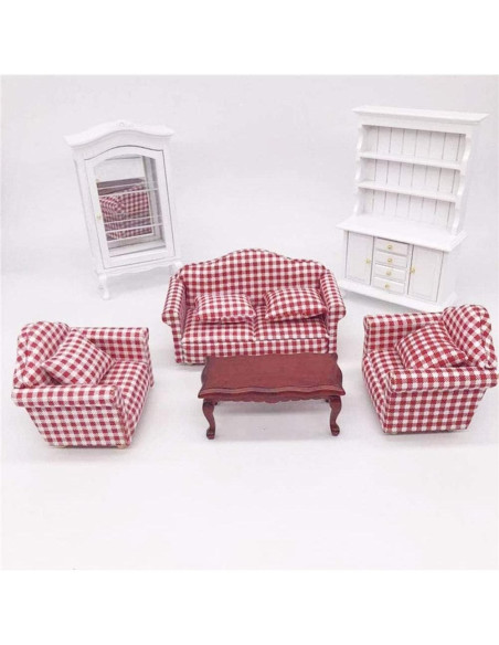 Juego de Sofá y Silla Miniatura Dream-Wonderland 1:12 Madera Juego de Sofá y Silla Miniatura Dream-Wonderland 1:12 Madera