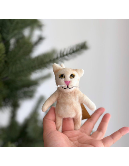 Títere de dedo de gato siamés blanco Ganapati Crafts 10 cm Títere de dedo de gato siamés blanco Ganapati Crafts 10 cm