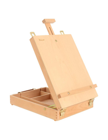 Caballete de Pintura de Mesa Kuyal Ajustable con Caja de Almacenamiento