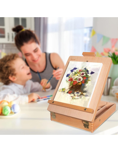 Caballete de Pintura de Mesa Kuyal Ajustable con Caja de Almacenamiento Caballete de Pintura de Mesa Kuyal Ajustable con Caja de Almacenamiento