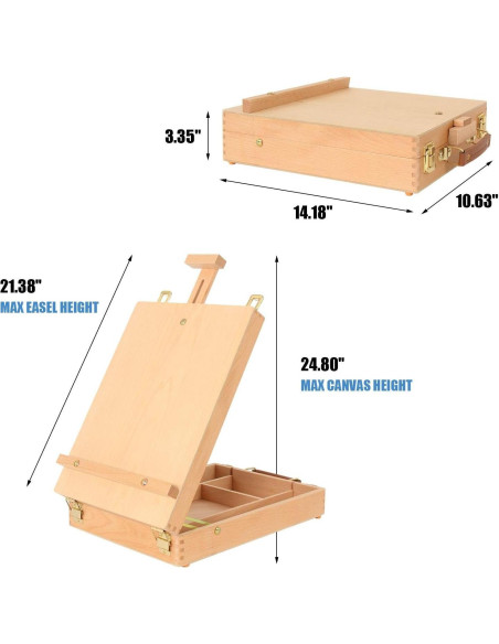 Caballete de Pintura de Mesa Kuyal Ajustable con Caja de Almacenamiento Caballete de Pintura de Mesa Kuyal Ajustable con Caja de Almacenamiento