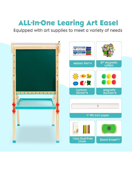 Caballete de Arte Maycoly Ajustable para Niños con Accesorios Caballete de Arte Maycoly Ajustable para Niños con Accesorios