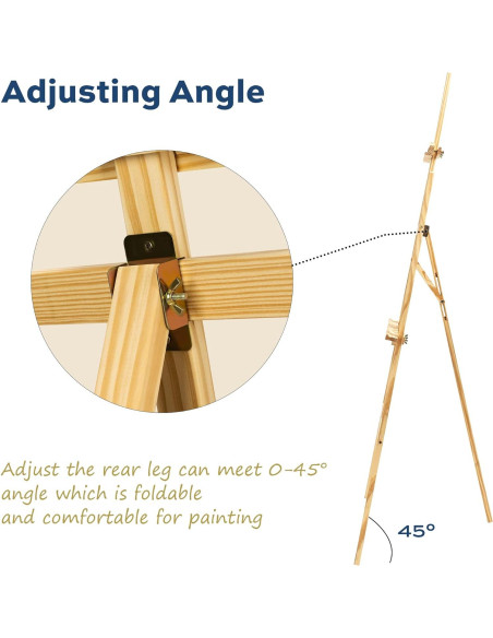 Caballete de Madera Plegable finenolo 137 cm Ajustable para Artistas Caballete de Madera Plegable finenolo 137 cm Ajustable para Artistas