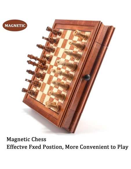 Juego de Ajedrez Magnético de Madera AMEROUS 31.75 cm con 2 Reinas Juego de Ajedrez Magnético de Madera AMEROUS 31.75 cm con 2 Reinas