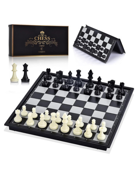 Juego de Ajedrez Magnético Plegable ColorGo 25.2 cm con 2 Reinas Extra Juego de Ajedrez Magnético Plegable ColorGo 25.2 cm con 2 Reinas Extra