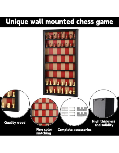 Juego de Ajedrez de Madera Vertical Wahartoly 72.4x39.1cm