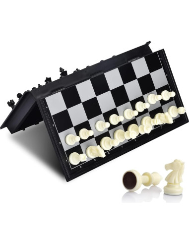 Juego de Ajedrez Magnético Plegable ColorGo 25.2 cm con 2 Reinas Extra
