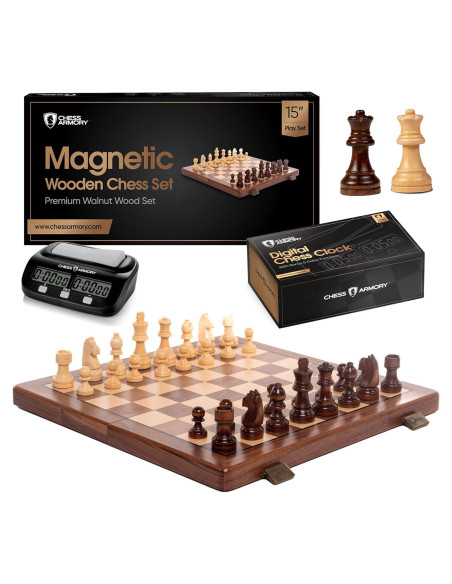 Conjunto de Ajedrez Magnético de Madera 38 cm Chess Armory Conjunto de Ajedrez Magnético de Madera 38 cm Chess Armory