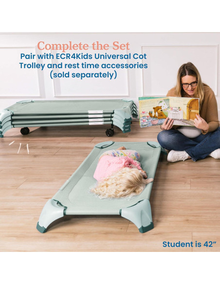 Cuna Apilable ECR4Kids Salvia para Aula - Paquete de 6 Cuna Apilable ECR4Kids Salvia para Aula - Paquete de 6