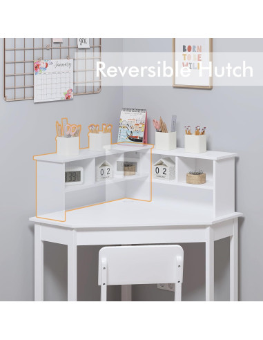 Escritorio y Silla para Niños UTEX, Mesa de Estudio Esquina con Almacenamiento