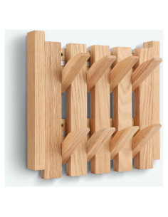 Perchero de Pared Mourumg de Madera de Haya - 8 Ganchos Plegables