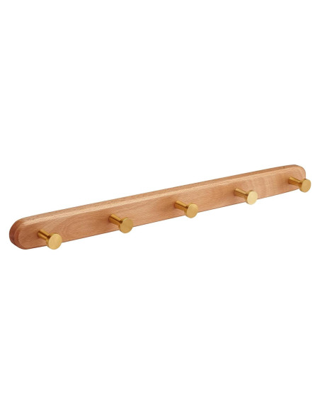 Perchero de Pared SARIHOSY de Madera de Haya con 5 Ganchos Dorados Perchero de Pared SARIHOSY de Madera de Haya con 5 Ganchos Dorados