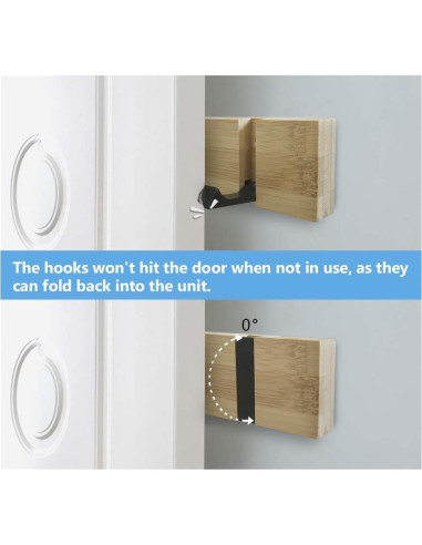 Perchero de Pared JSVER 4 Ganchos Plegables Madera 40.1cm