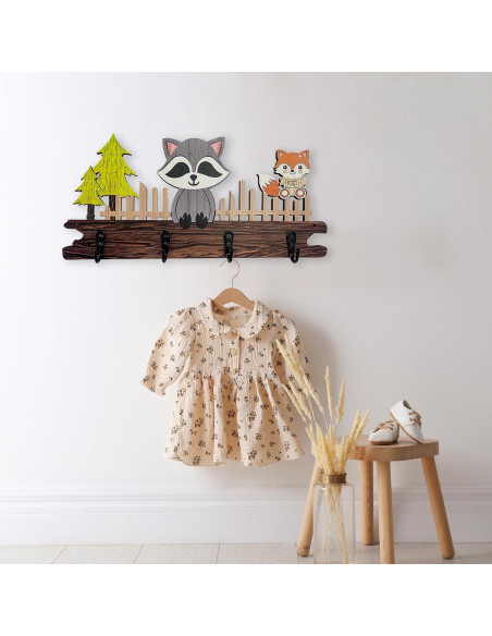 Perchero de Madera Colorido Midrean con Animales Safari 34.8 cm Perchero de Madera Colorido Midrean con Animales Safari 34.8 cm