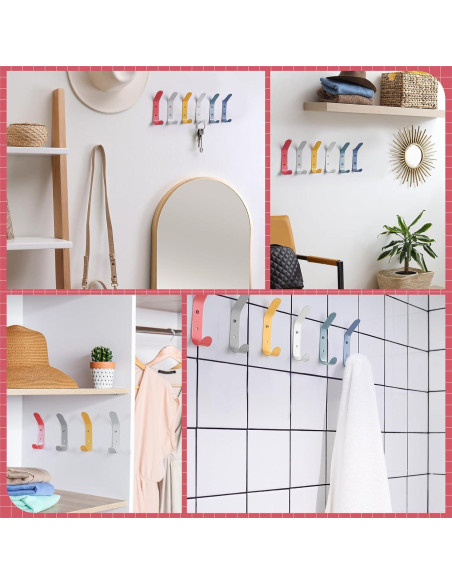 Ganchos de Pared Decorativos Leinuosen 6 Piezas Coloridos Ganchos de Pared Decorativos Leinuosen 6 Piezas Coloridos