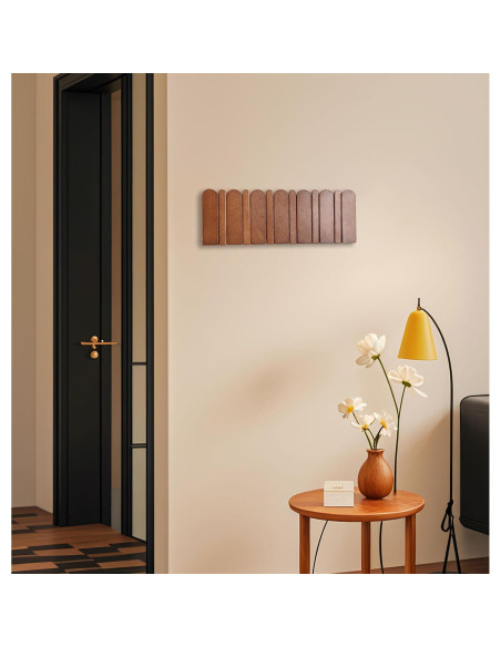 Perchero de Pared KYIAANY de Madera con 6 Ganchos Retráctiles Perchero de Pared KYIAANY de Madera con 6 Ganchos Retráctiles