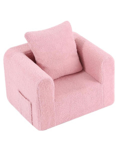 Sofá Infantil Welnow Rosa Sherpa con Almohada Suave