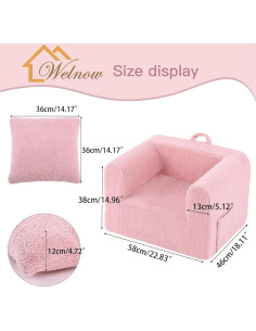 Sofá Infantil Welnow Rosa Sherpa con Almohada Suave 2