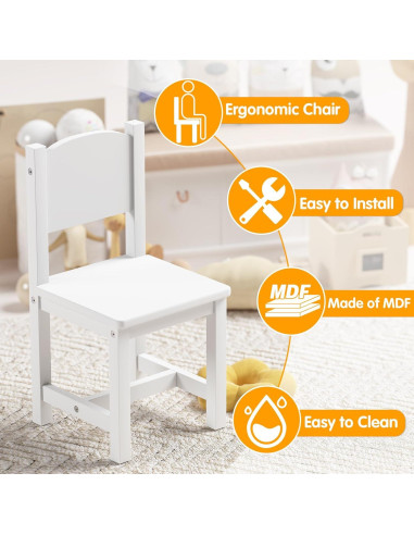 Par de Sillas de Madera Timy para Niños - Color Blanco