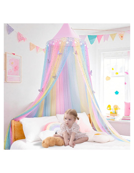 Dosel de Cama Arcoíris STAOLENE 238.8 cm con Estrellas y Luna Dosel de Cama Arcoíris STAOLENE 238.8 cm con Estrellas y Luna