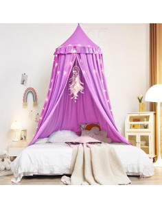 Kertnic Canopy para Cama de Niñas Morado 270cm Antimosquitos 2
