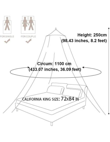 Red de Mosquito YOOJEE para Cama Reina o Rey 228.6x398.8cm