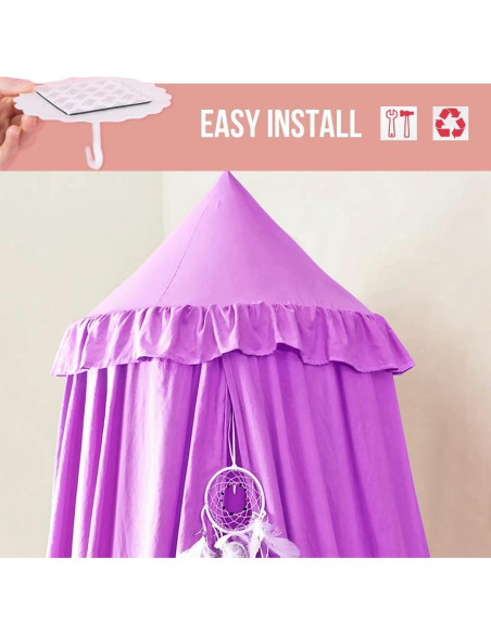 Kertnic Canopy para Cama de Niñas Morado 270cm Antimosquitos Kertnic Canopy para Cama de Niñas Morado 270cm Antimosquitos
