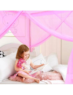 Cortinas de dosel para cama gemela South to East Rosa 200x99 cm 2
