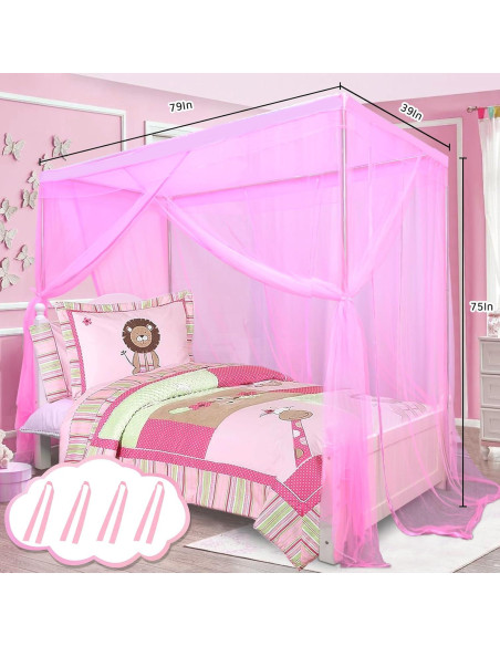 Cortinas de dosel para cama gemela South to East Rosa 200x99 cm Cortinas de dosel para cama gemela South to East Rosa 200x99 cm
