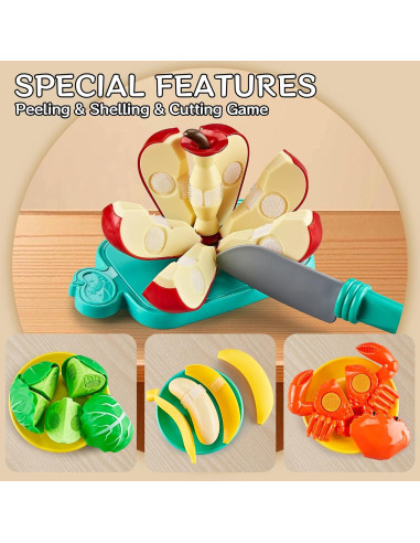 Set de Cocina Infantil 137pcs con Comida de Juguete Cortable