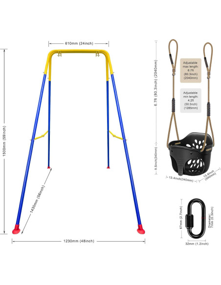 Columpio para Niños SELEWARE Plegable Elefante Negro 7.15 kg Columpio para Niños SELEWARE Plegable Elefante Negro 7.15 kg