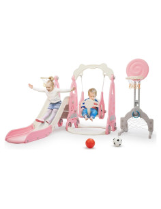 Parque Infantil 6 en 1 Nyeekoy Tobogán y Columpio Rosa