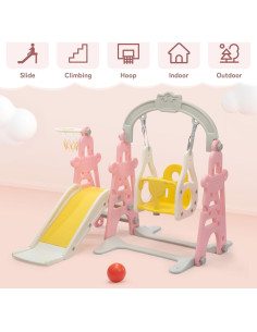 Parque Infantil 3 en 1 Nyeekoy - Tobogán, Columpio y Aro 2