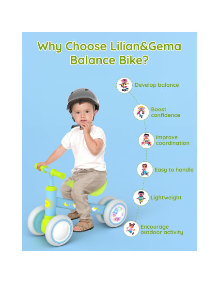 Bicicleta de Equilibrio Lilian&Gema Verde-Azul 1-2 Años Bicicleta de Equilibrio Lilian&Gema Verde-Azul 1-2 Años