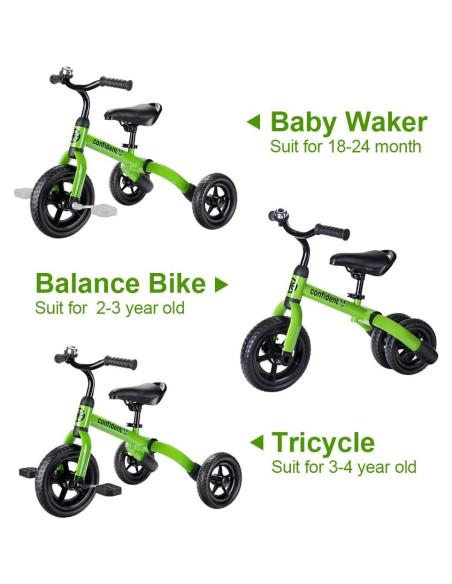 Triciclo 3 en 1 YGJT Verde para Niños 2 a 5 Años Ajustable Triciclo 3 en 1 YGJT Verde para Niños 2 a 5 Años Ajustable