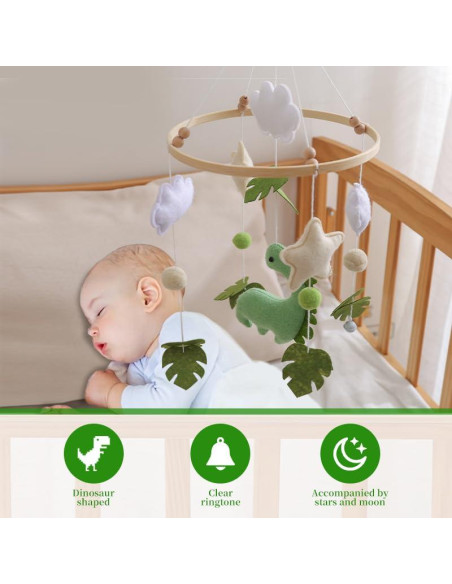 Móvil de Cuna de Dinosaurio GOODMOM - Hecho a Mano, Musical Móvil de Cuna de Dinosaurio GOODMOM - Hecho a Mano, Musical
