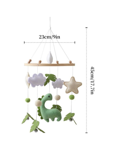 Móvil de Cuna de Dinosaurio GOODMOM - Hecho a Mano, Musical Móvil de Cuna de Dinosaurio GOODMOM - Hecho a Mano, Musical