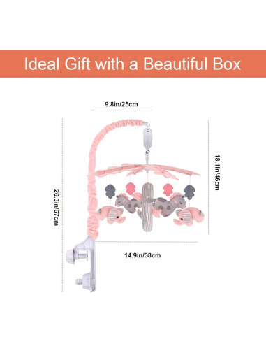 Móvil Musical Rosa Blublu Park para Cuna con 12 Canciones