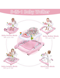 Andador Plegable 5 en 1 Rosa - W2233DU2, Altura Ajustable 2