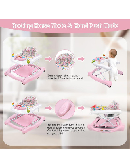 Andador Plegable 5 en 1 Rosa - W2233DU2, Altura Ajustable Andador Plegable 5 en 1 Rosa - W2233DU2, Altura Ajustable