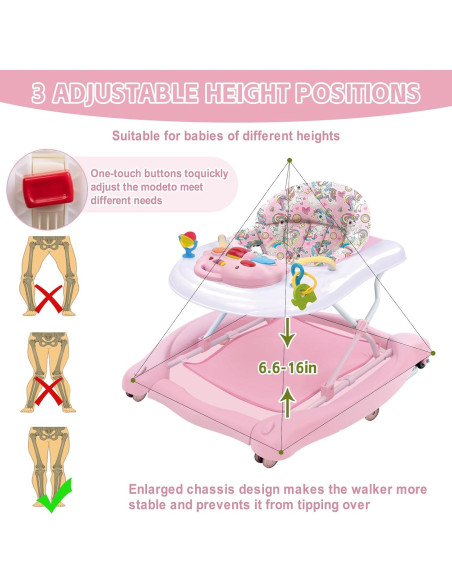 Andador Plegable 5 en 1 Rosa - W2233DU2, Altura Ajustable Andador Plegable 5 en 1 Rosa - W2233DU2, Altura Ajustable