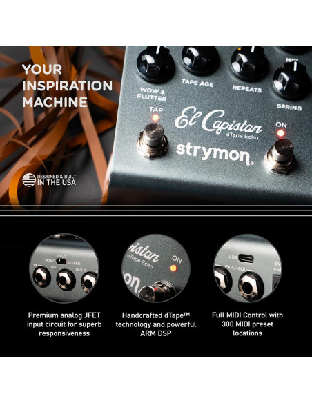 Pedal de Eco Strymon El Capistan V2 dTape 9V Gris Pedal de Eco Strymon El Capistan V2 dTape 9V Gris