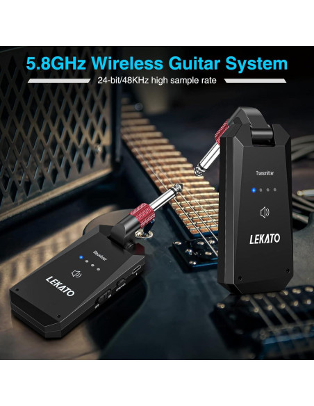 Sistema Inalámbrico de Guitarra LEKATO WS-90 5.8GHz 4 Canales Sistema Inalámbrico de Guitarra LEKATO WS-90 5.8GHz 4 Canales